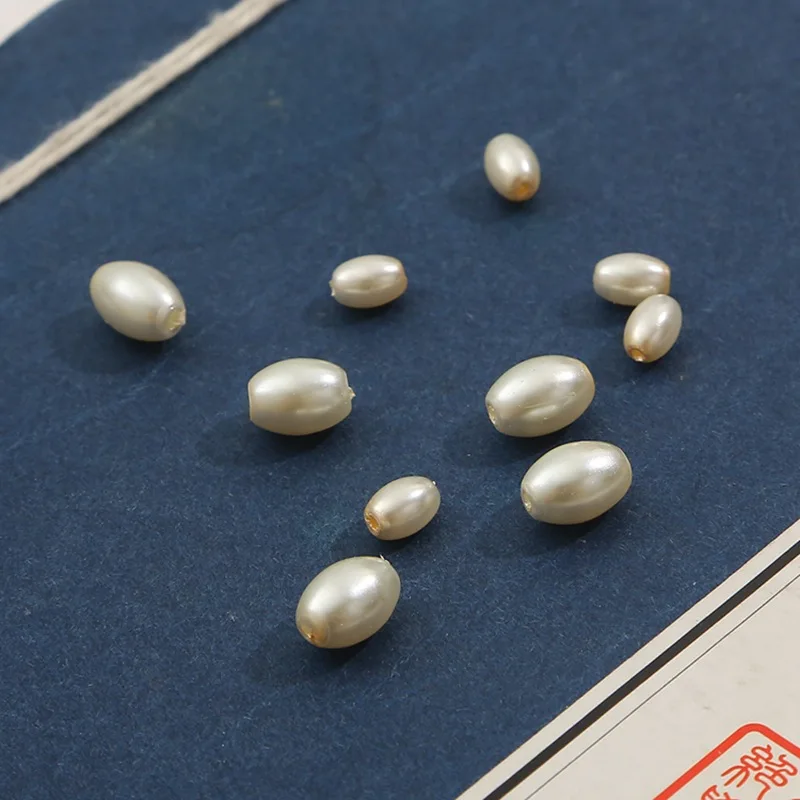 90-120Pcs/Lot 80cm/Strand Ivory White Oval Shape Glass Imitation Pearl Beads for DIY pendant Necklace Earring Bracelet Jewelry