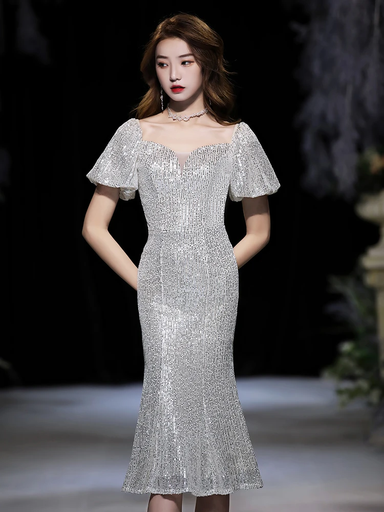 

Новинка 2025: Элитное вечернее платье с пайетками для женщин, стройнящее, для торжественных мероприятий, с эффектом «рыбий хвост»