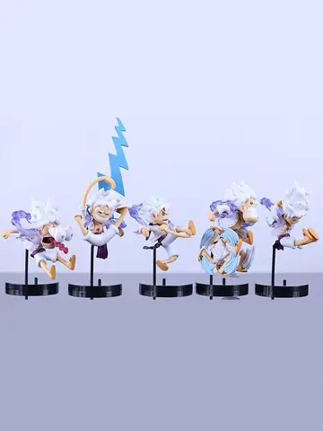 Hot 5Pcs/set One Piece Anime Figure Luffy Nika Gear 5 Multiform Figure Sun God Luffy Pvc Model Doll Collection Toy Gifts