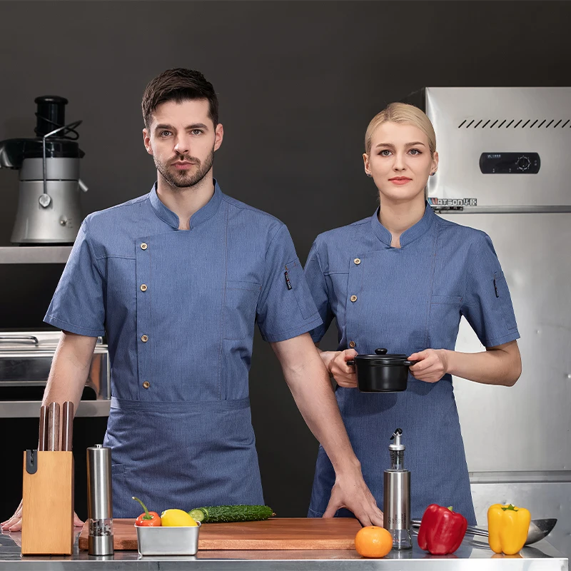 Giacca da cuoco per uomo abbigliamento da lavoro da uomo uniformi da Hotel uniforme da cuoco tuta da donna per il cameriere abbigliamento da cuoco uomo