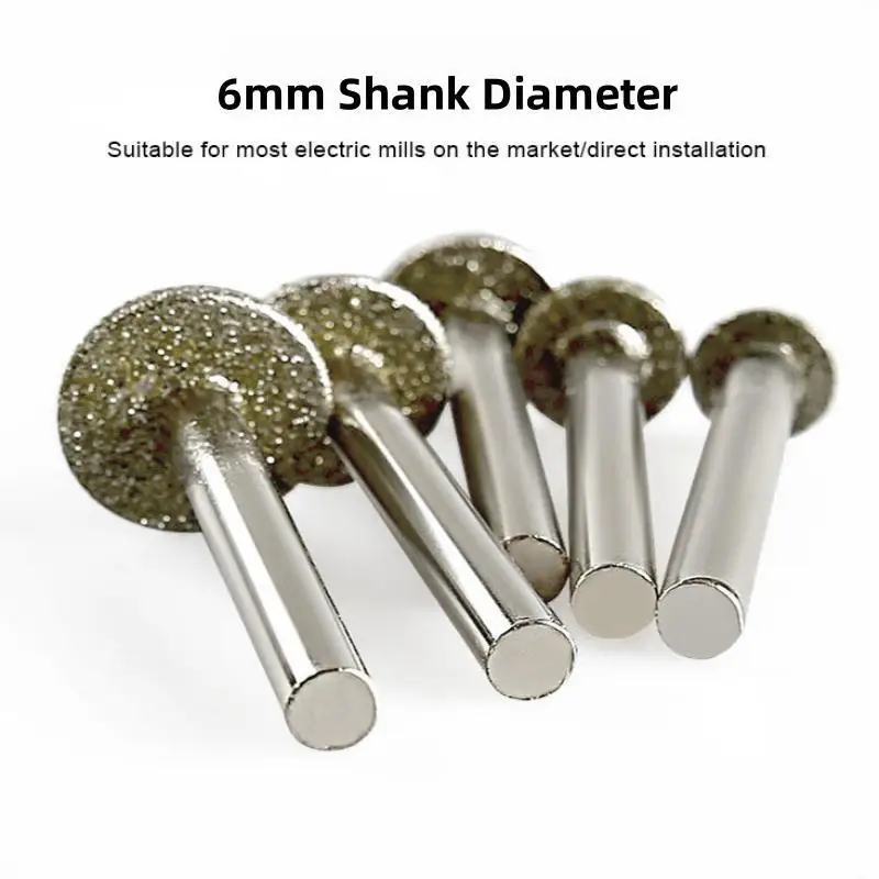 5 Stück 12/14/16/18/20mm Diamant-Frässtifte mit 6mm Schaft zum Gravieren von Glas, Jade, Marmor, Zubehör für Rotationswerkzeuge – Detail 11