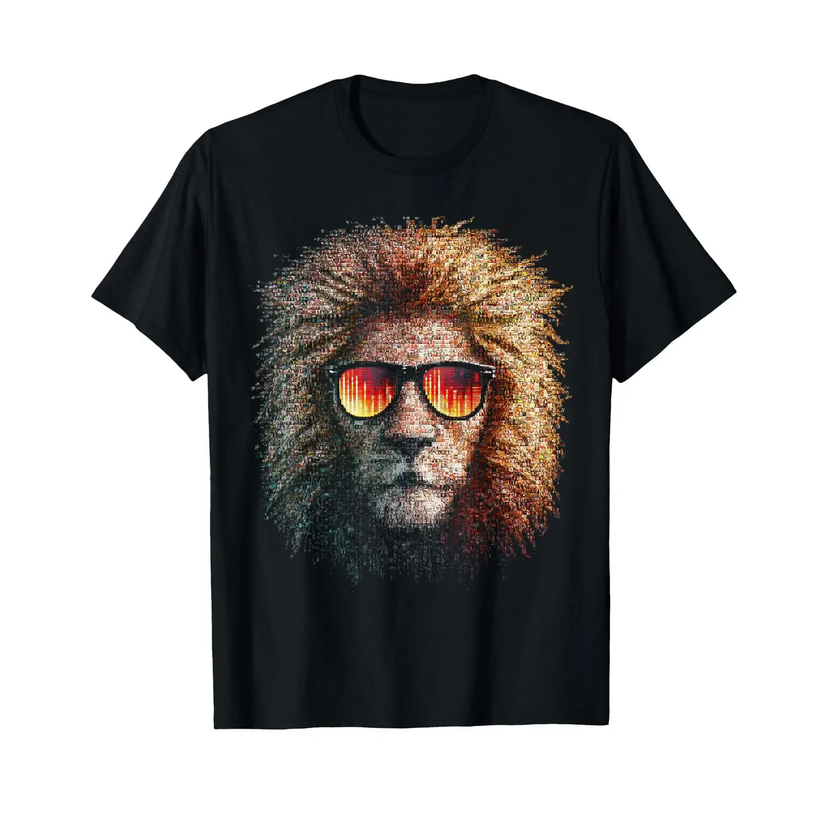 Lunettes de Soleil Lion Illustration Animal Design T Shirt vintage Washed Breathable Casual Versatile Soft Unisex Comfortable