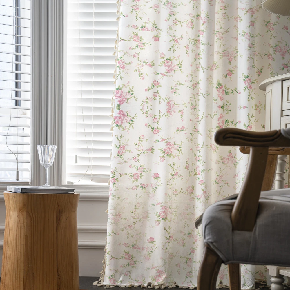 American Pastoral Printed Cotton Curtains, French Window, Living Room, Dining Room, Bedroom, Modern