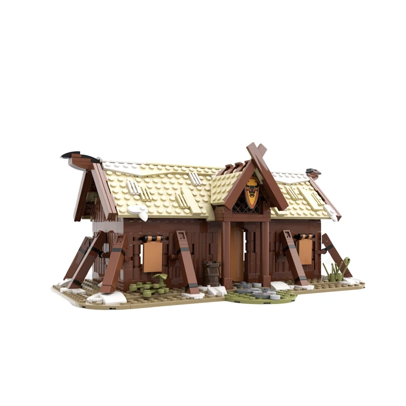 Architecture modulaire de la série médiévale pour enfants, temple nordique, maison de Vikings MOC, modèle d'assemblage de nuits, jouet en brique, cadeaux de bricolage