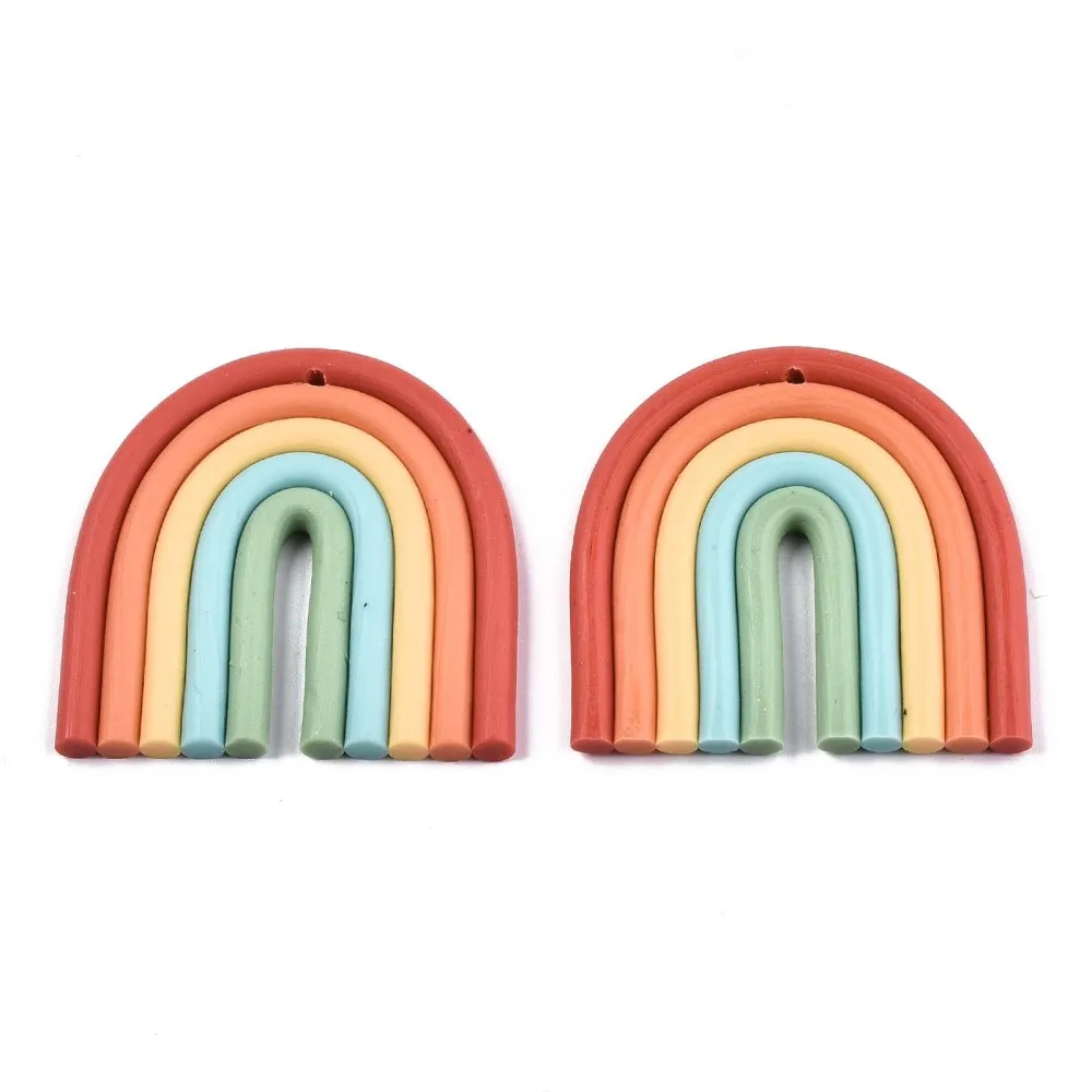 2Pcs Circular Arch Polymer Clay Pendants Colorful Handmade Pendants DIY Pendant Charms Polymer Clay Cutters for DIY Necklace
