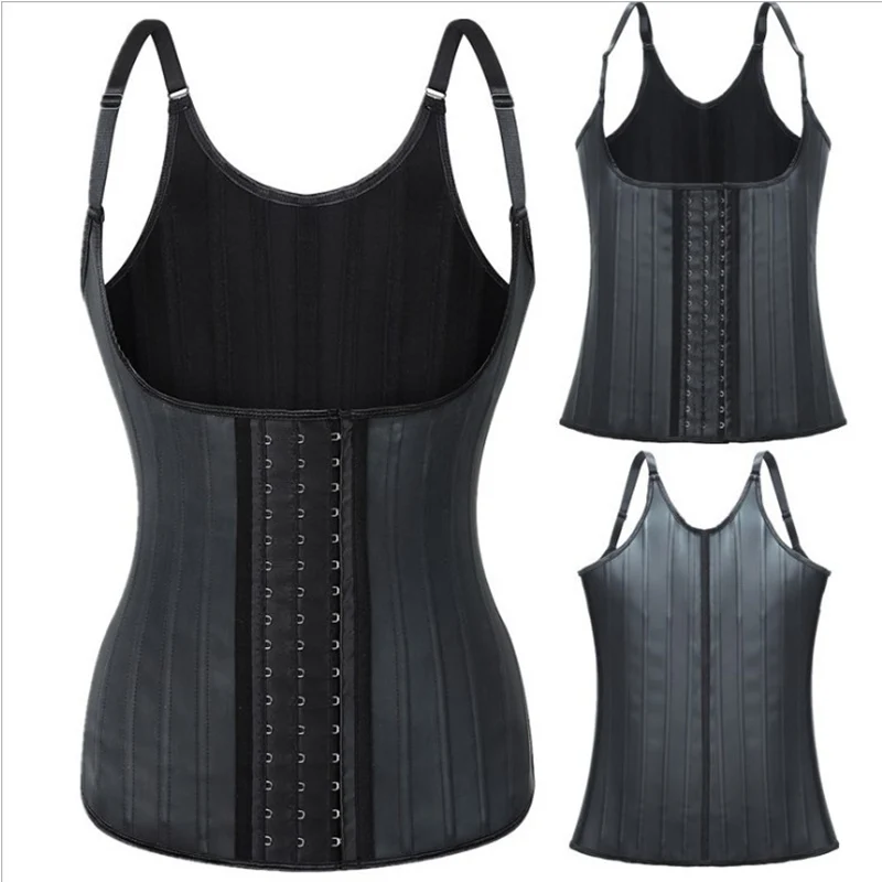 Latex Vest Waist Trainer Corset Body Shaper 25 Steel Bones Shapewear Colombian Girdles Belly Slimming Sheath Modeling Strap Faja