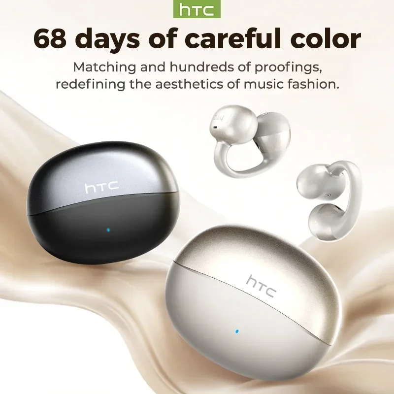 HTC NE56 Earphones Bluetooth V6.0 OWS Ear Clip Sports Wireless Headphones Noise Reduction Calls Ultra-light Earclip