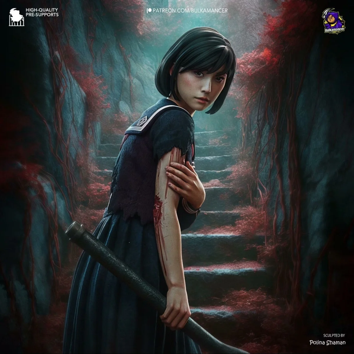 Silent Hill F Shimizu Hinako, modelo de resina impreso en 3D, figura sin pintar, juego de terror, regalo de Navidad