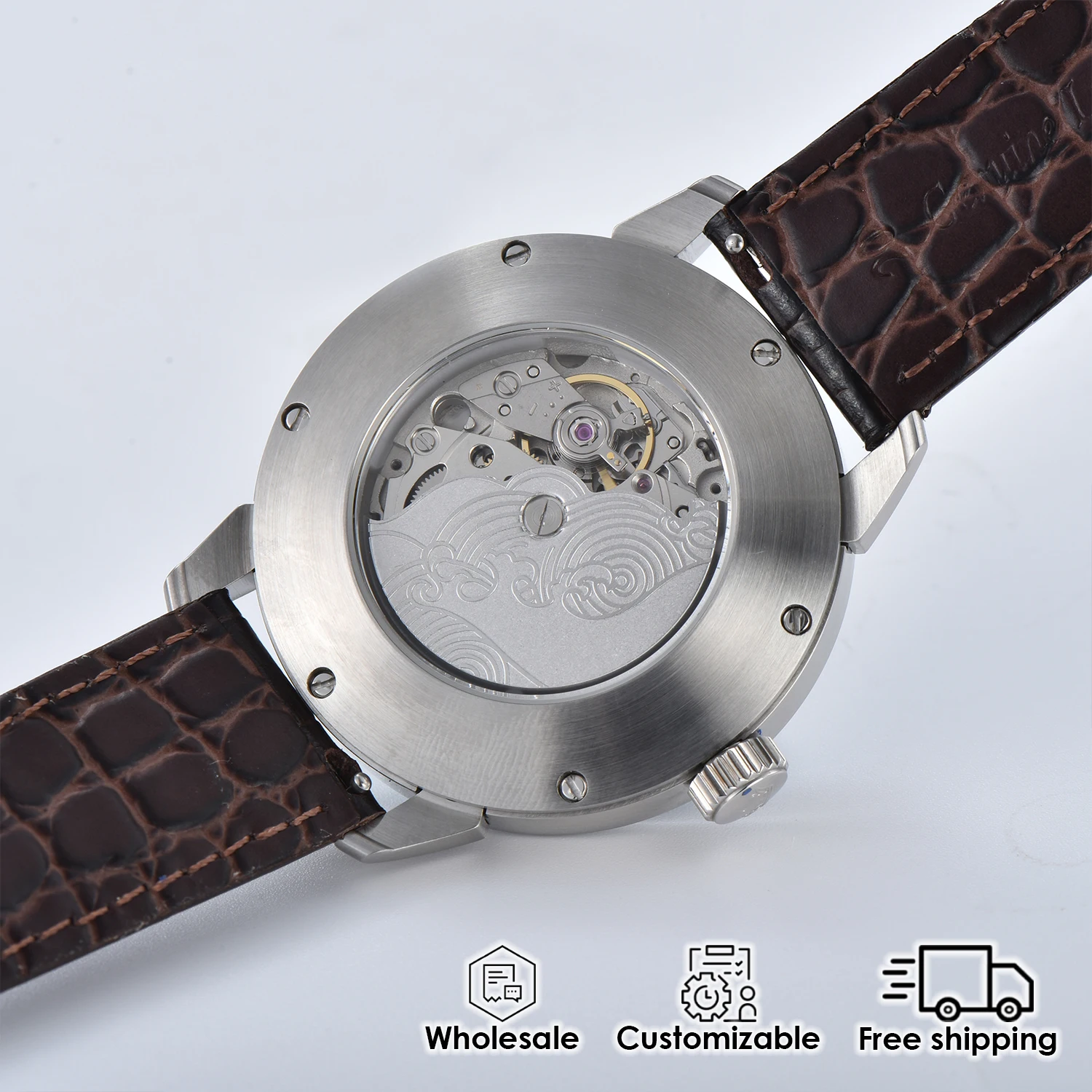 Orologio da uomo personalizzato da 42 mm MIYOTA8215 movimento meccanico automatico Orologio da uomo con quadrante completamente luminoso elemento Kanagawa