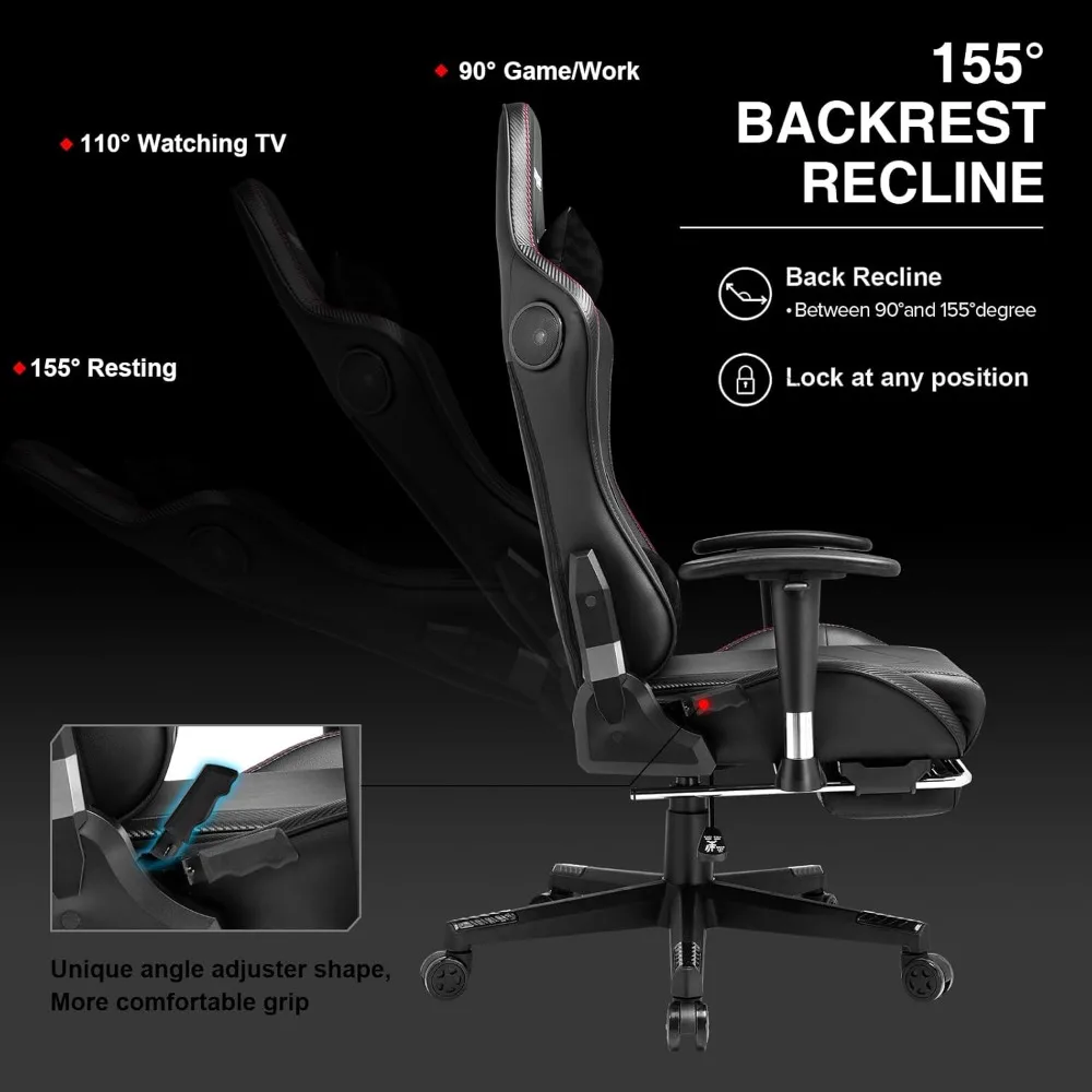 Chaise de bureau, design ergonomique à dossier haut, cuir reconstitué épais, avec appui-tête et 360 ° -Siège pivotant, chaise de bureau