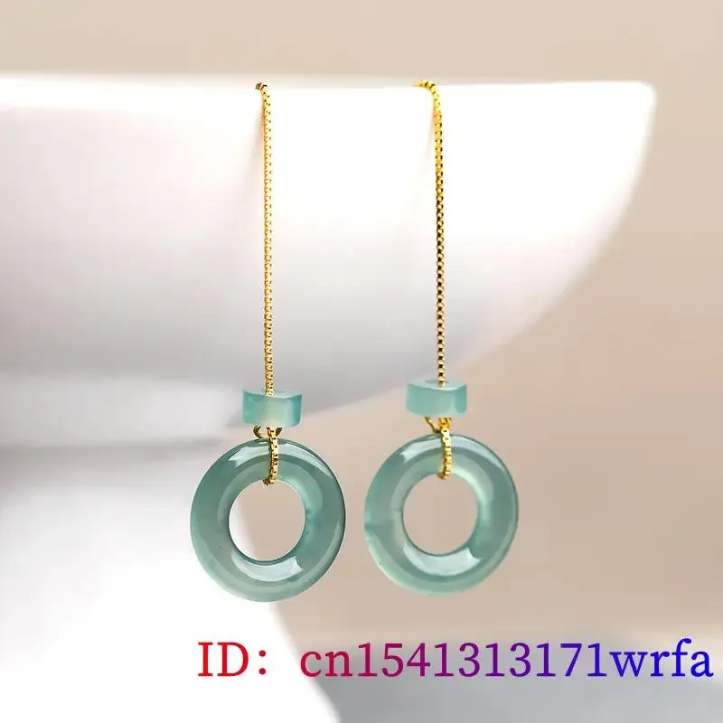 Pendientes de Donut de Jade Birmano para mujer, piedra Natural de talismanes, joyería azul de plata 925, accesorios de jadeíta de piedras preciosas, amuletos colgantes