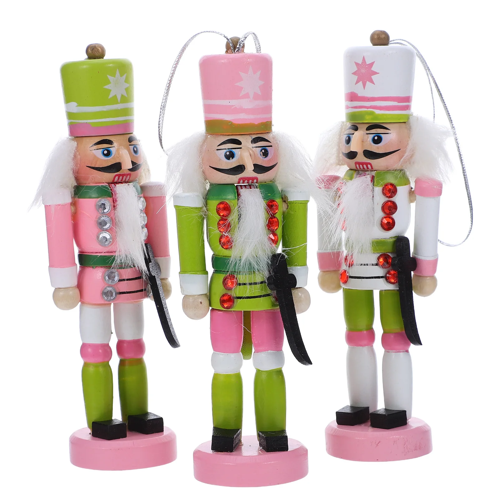 

3Pcs Nutcracker Ornaments Handmade Wooden Soldiers Festive Decor Ideal for Family Gatherings Holiday Cheer Nutcrackers Figures
