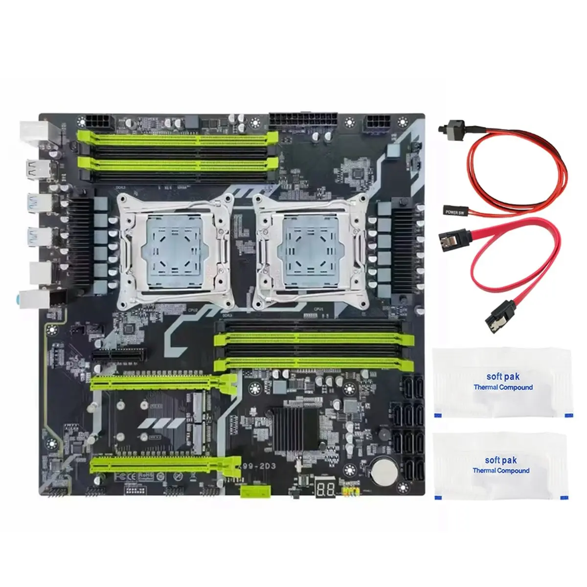 ★♠♥Y1712A Hot Sale-X99 Dual-Socket Motherboard LGA2011-.2 NVMe Gigabit Ethernet Support 8xDDR3 RAM Maximum 256GB X992D3 Motherbo