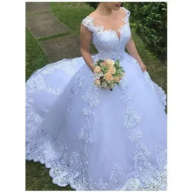 Abiti da sposa da giardino con maniche ad aletta più nuove personalizzate, abito da ballo taglie forti, abiti da sposa in pizzo
