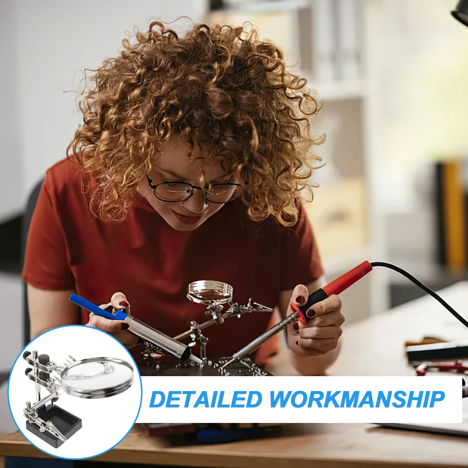 

Magnifying Glass Soldering Station Adjustable Clamp Use Home Laboratory Tools Accessory