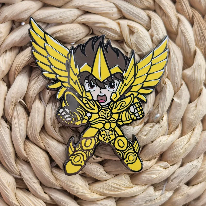 Knights of the Zodiac Metal Pins Anime Saint Seiya Badges Sagittarius Pendant Manga Brooches for Backpack Clothing Lapel ACG Toy
