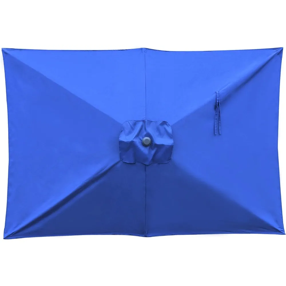 BLISSUN-Parapluie de Table de Marché Extérieur Rectangulaire, 10 Pouces, avec Bouton Poussoir, Inclinaison et Manivelle (Bleu Marine)