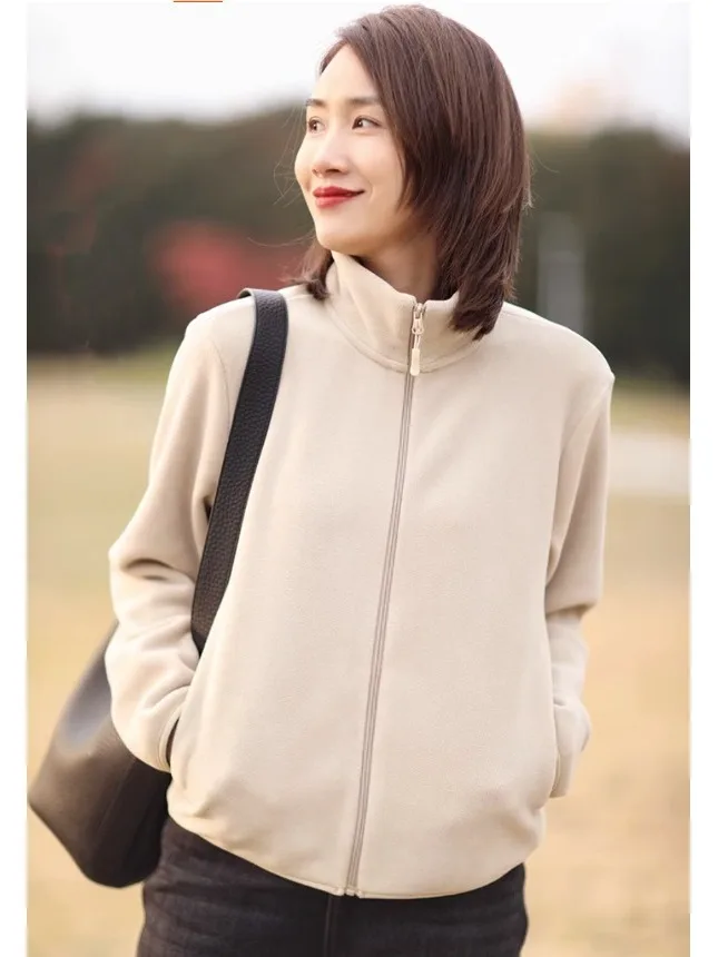 Dames Thiened Fce Rits Hoodie Jaet Casual Spor Warm Base irt Top Loose Fit Herfst Winter Bovenkleding