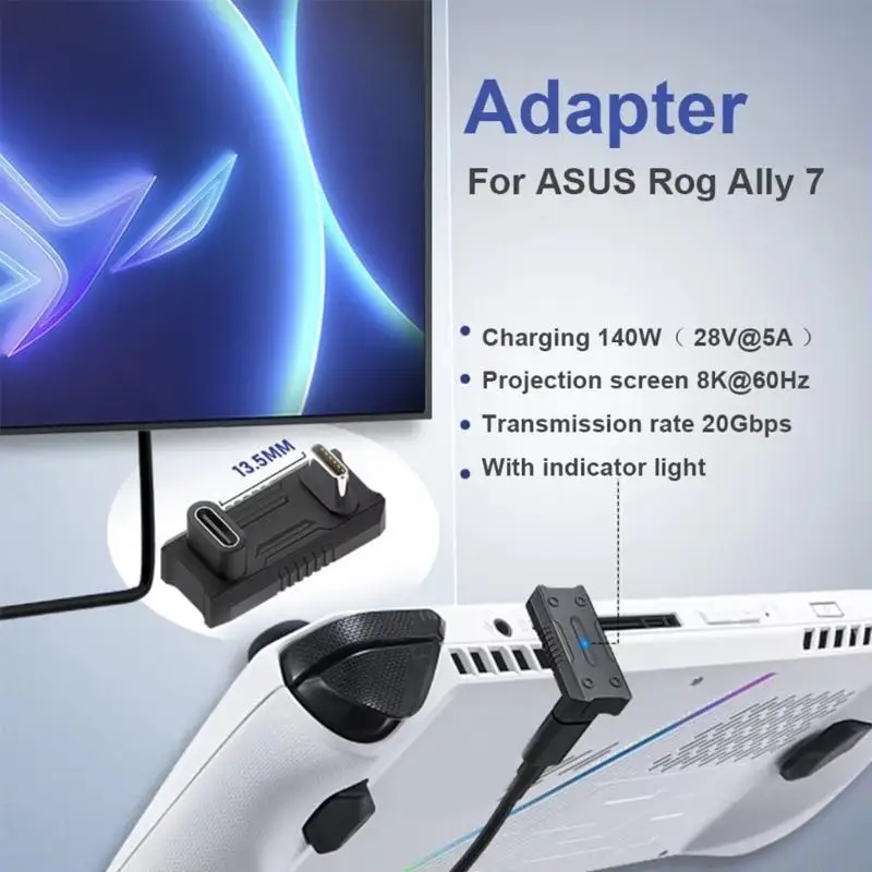 B03F PD140W Type C Male Female Adapter 20Gbps for ROG Handheld Gaming Devices