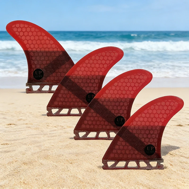 UPSURF Single Tab UK2.1 Quad Fin Set | Honeycomb Fiberglass Surfboard Fins (4-Pack) | 4 Color Options
