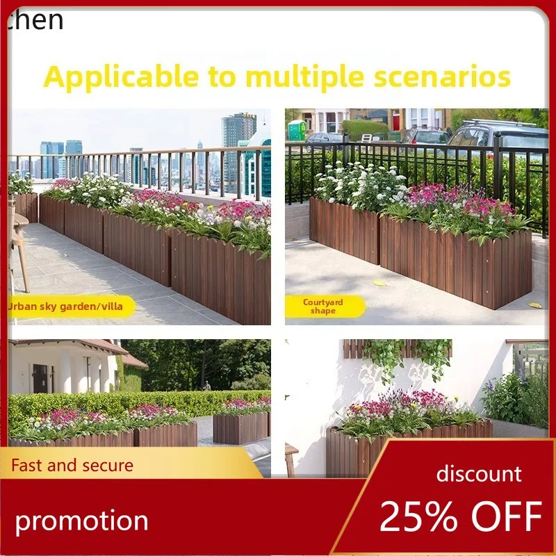 

ZML Planting Box Outdoor Rectangular Solid Wood Flower Pot Home Vegetable Garden Balcony Wooden Flower Box