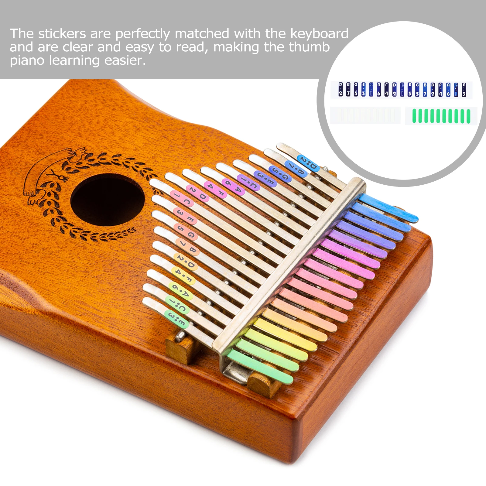 

1Set Thumb Piano Scale Stickers for Beginner Note Reminder Efficient Practice Accessories Kalimba 17 Keys Finger Instrument
