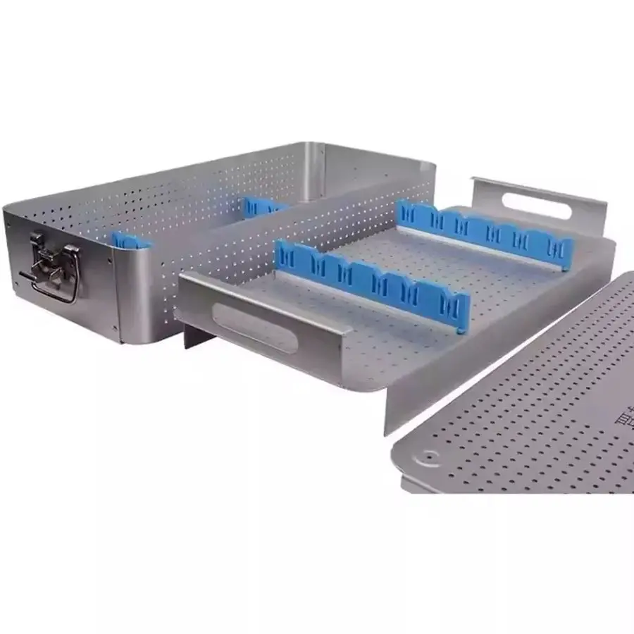 2026 NEW Aluminium Alloy Sterilization Case Silicone Mat Surgical Instrument Protection Autoclave Disinfection Tool Cassette Se
