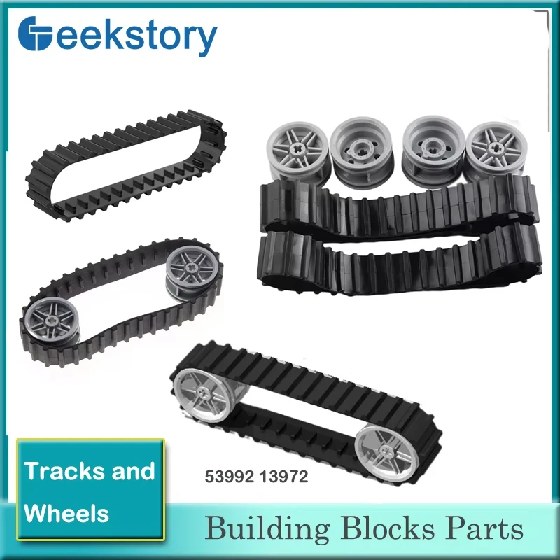 

Track Tank Crawler Wheels Tire Set Technology Building Blocks Parts 53992 13972 56145 DIY Toys MOC Bricks For Truck Vehicle
