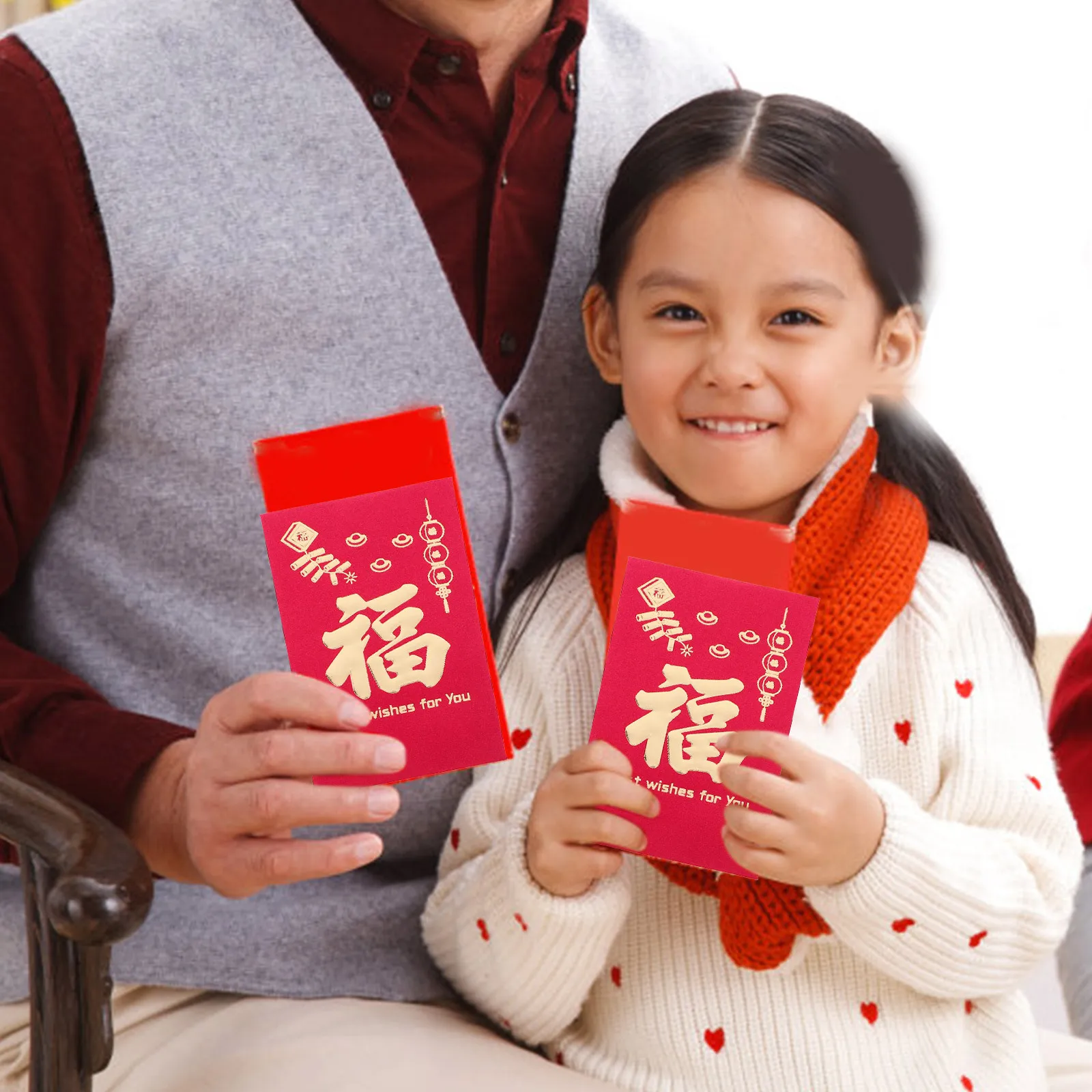 50Pcs Year of The Snake Red Envelopes Bright Colored Festive Decorative Packets Safe Material Lightweight Portable