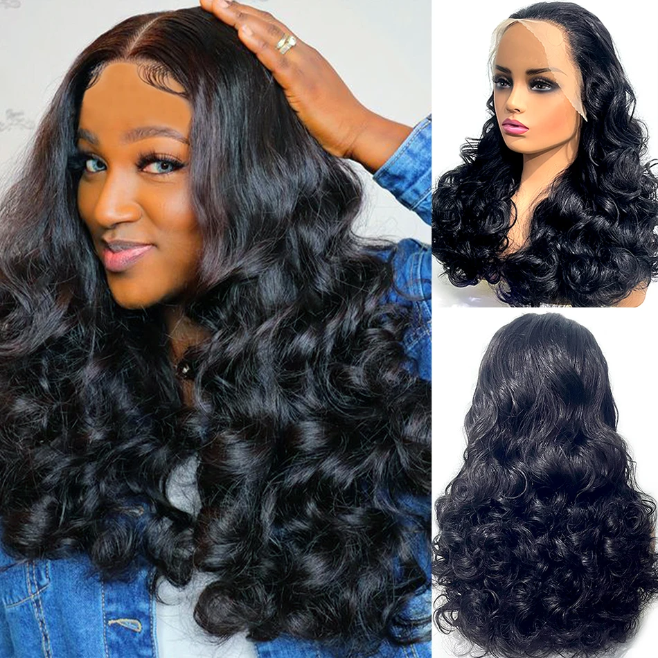 Tendersse12A Brazilian Long Wave Lace Front Wigs Human Hair 200% Density Loose Body Wave Transparent 13x4 Frontal Glueless Wigs