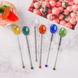 Long Handle Glass Tea Spoons Tableware Colorful Coffee Stirring Spoons Flatware for Home Kitchen Restaurant