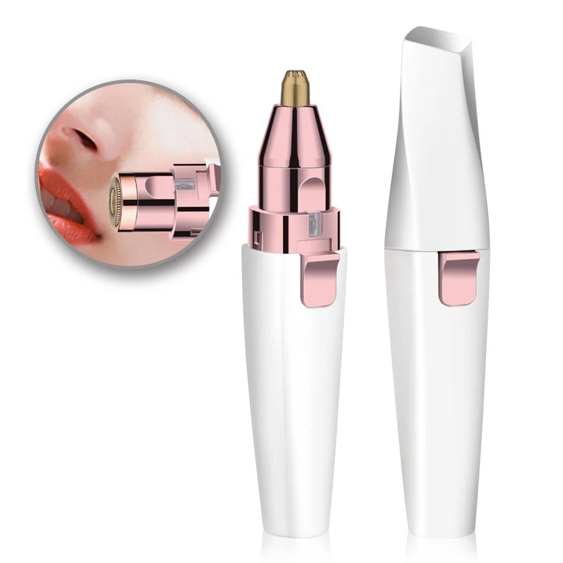 Aparador de sobrancelha elétrico 2 em 1, feminino, corpo, facial, lábios, remoção de pelos, barbeador indolor, depilador portátil, carregamento usb/bateria