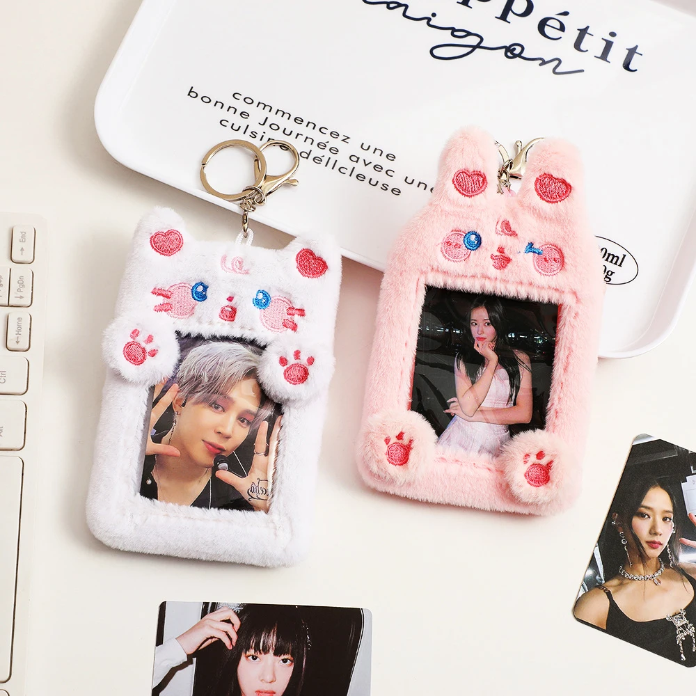 Porte-cartes photo K-pop pour filles, Kawaii, peluche, chat, idole, porte-cartes, porte-clés mignon, carte d'identité, crédit, papeterie de protection de banque