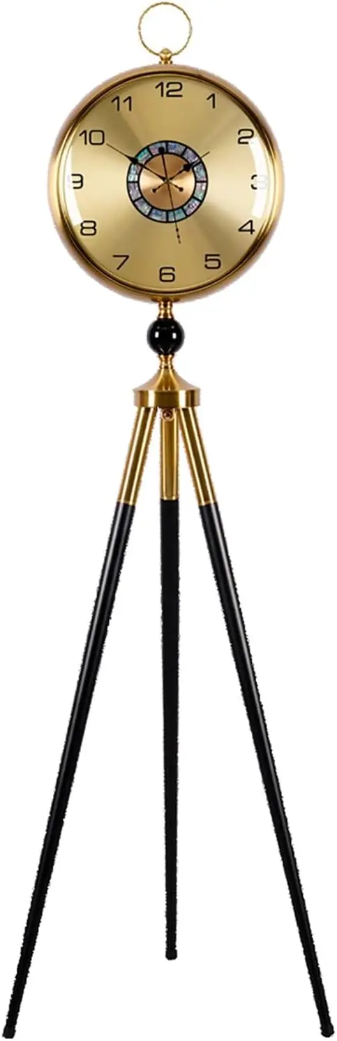 Floor Clock, Triangle Floor Clock, Silent Grandfather Clocks, Metal Grandfather Clocks with Decorative Floor Tripod Art Decorati