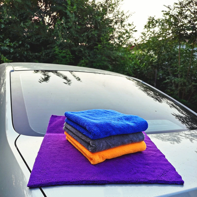 50pcs Long Coral Velvet Car Cleaning Wash Towel Cloth 500GSM Ultra Soft Edgeless Auto Drying Towels Super Absorben Polish Tool