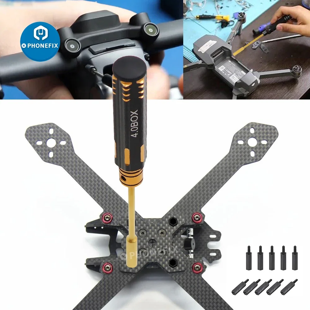 4 in 1 Hex Screwdriver 4.0/5.5/7.0/8.0mm Wrench Hand Tool Set for RC Quadcopter Helicopter Multi-Axis FPV Drone Model Repair Kit