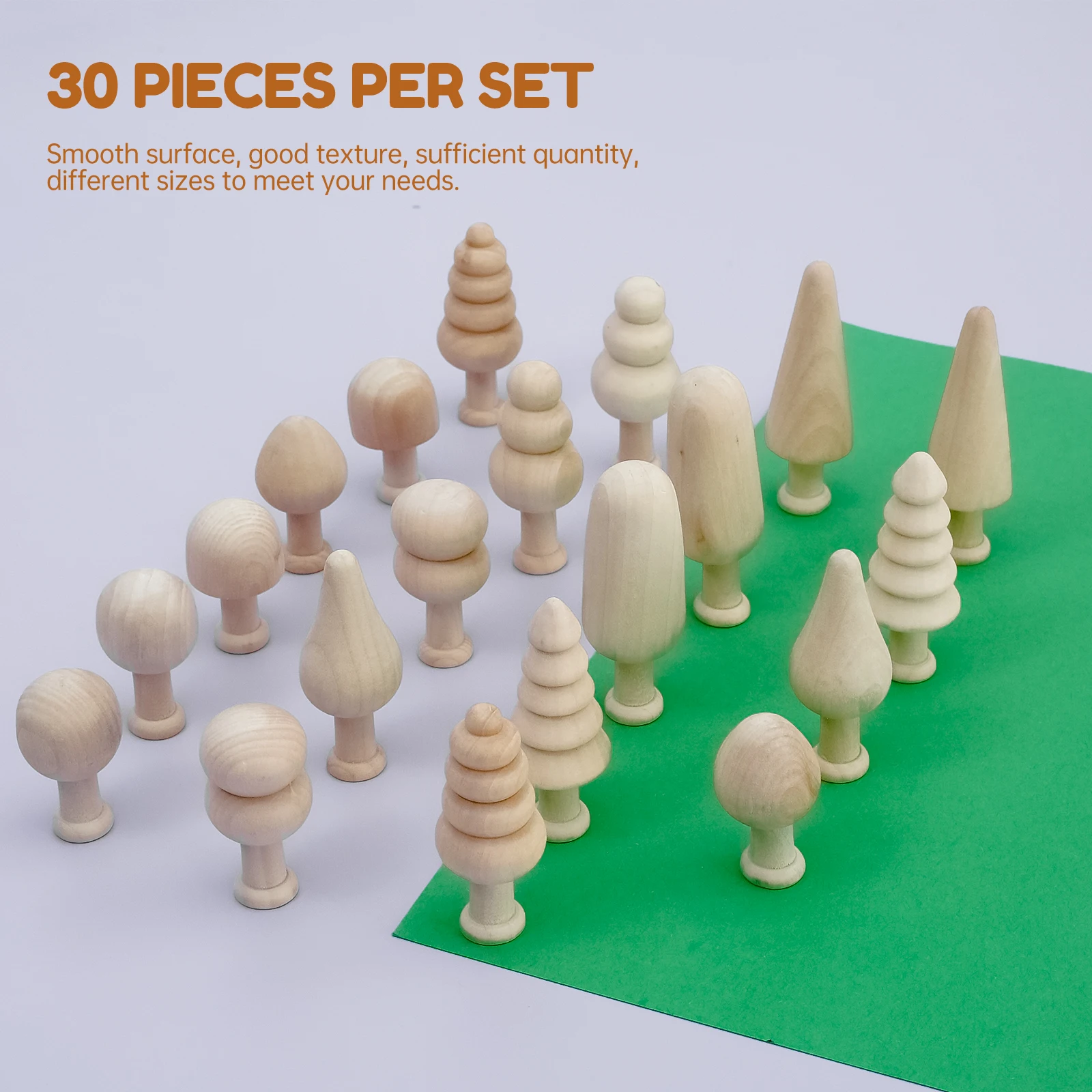 30/20Pcs Unfinished Wooden Trees DIY Wood Mushroom Blank Painting Tree Toy Christmas Tree Decoration 10 Styles Craft Supplies