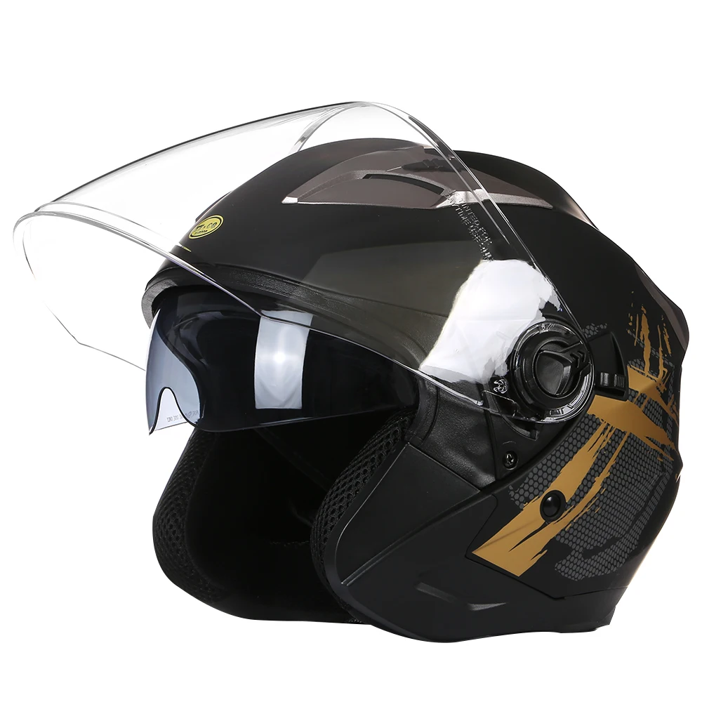 Open Face Motorcycle Helmet Warm High Strength Moped Helmet Breathable Unisex Comfortable Dual Lens for Adults for Four Season