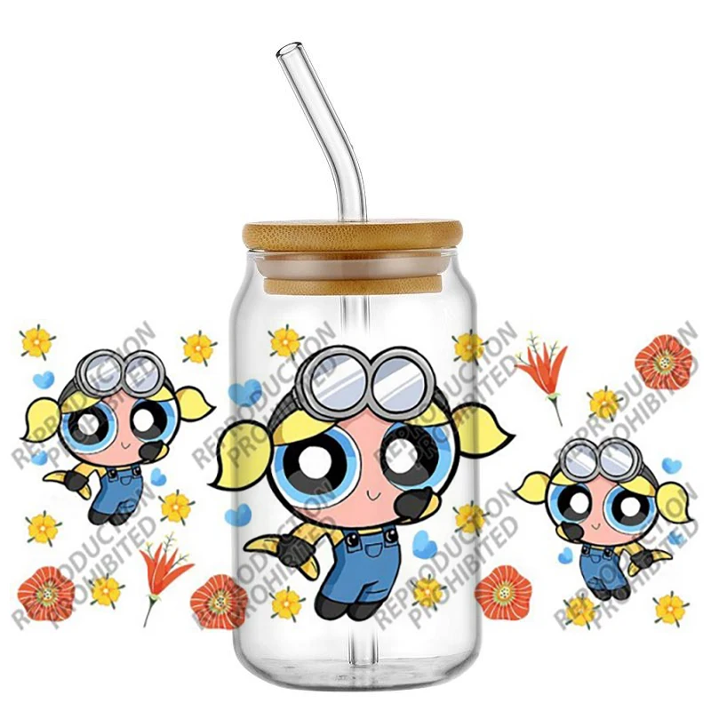 Hotsale Popular Lovely Girls Team Cosplay 16oz UV DTF 3D Transfer Sticker Decals For Glass Can Cup Craft DIY Gift Creative