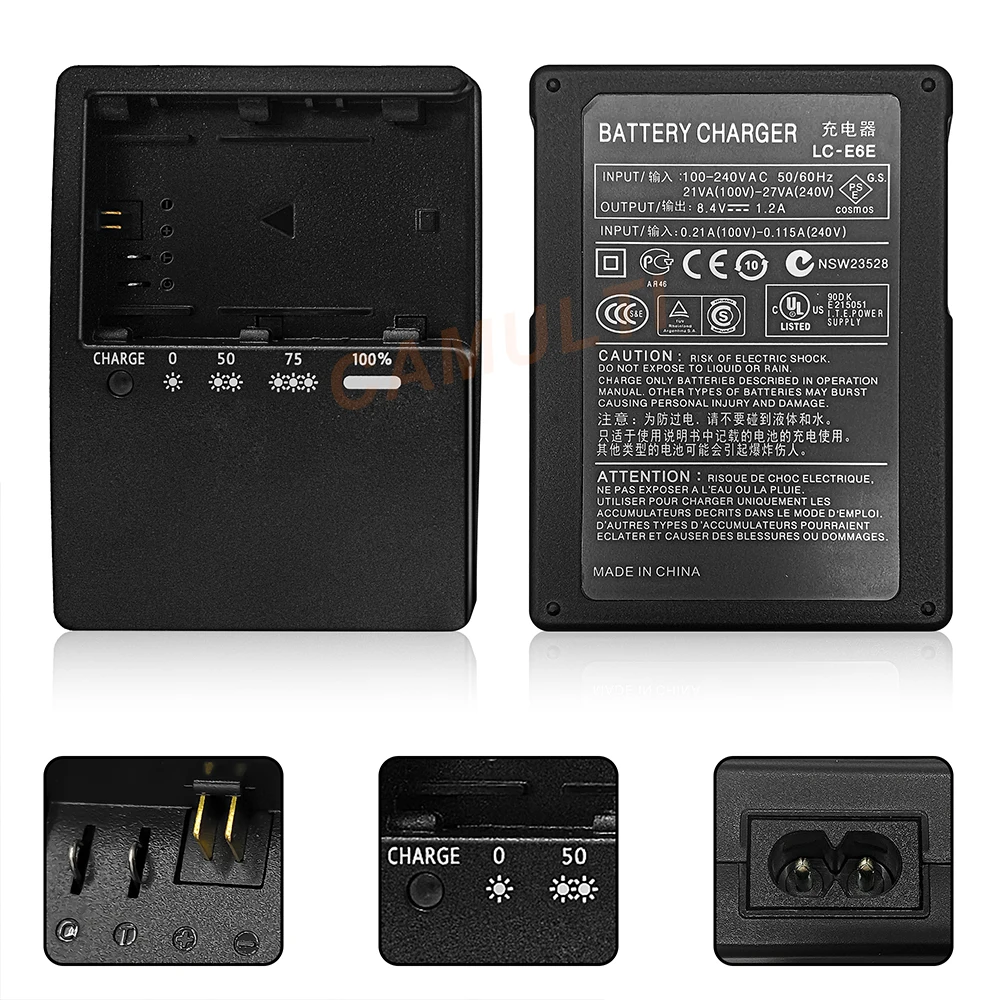 LC-E6 Battery Charger for Canon LP-E6 - LC-E6E Fast Charger for LP-E6NH Battery EOS R5 R6 Mark II R7 5D Mark IV 90D Camera