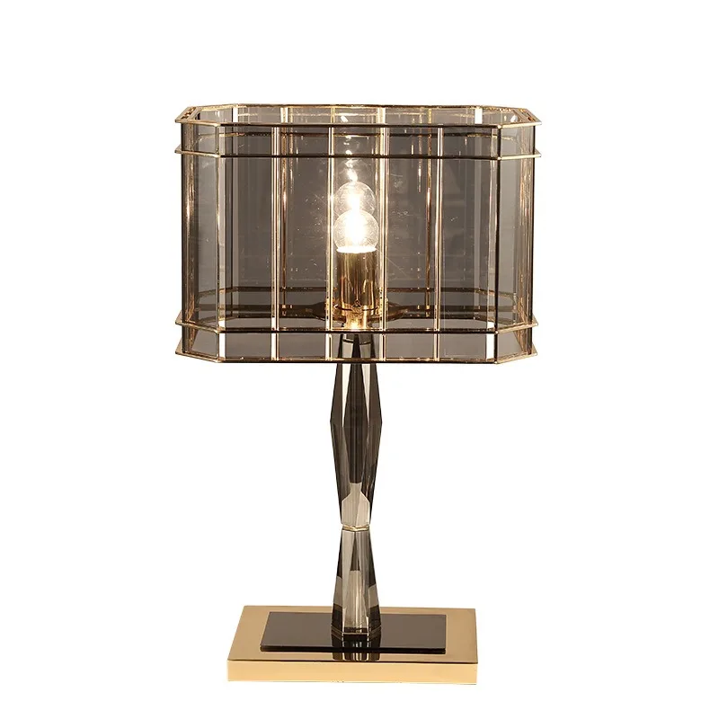 Simple crystal art creative living room bedroom neoclassical designer duplex floor cafe glass table lamp