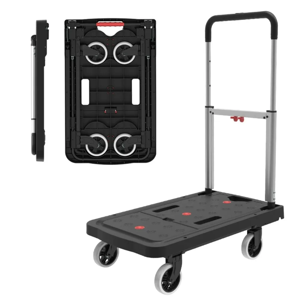 

Folding Hand Truck Portable Flatbed Trolley Household Cargo Moving Dolly Hand Pull Trailer