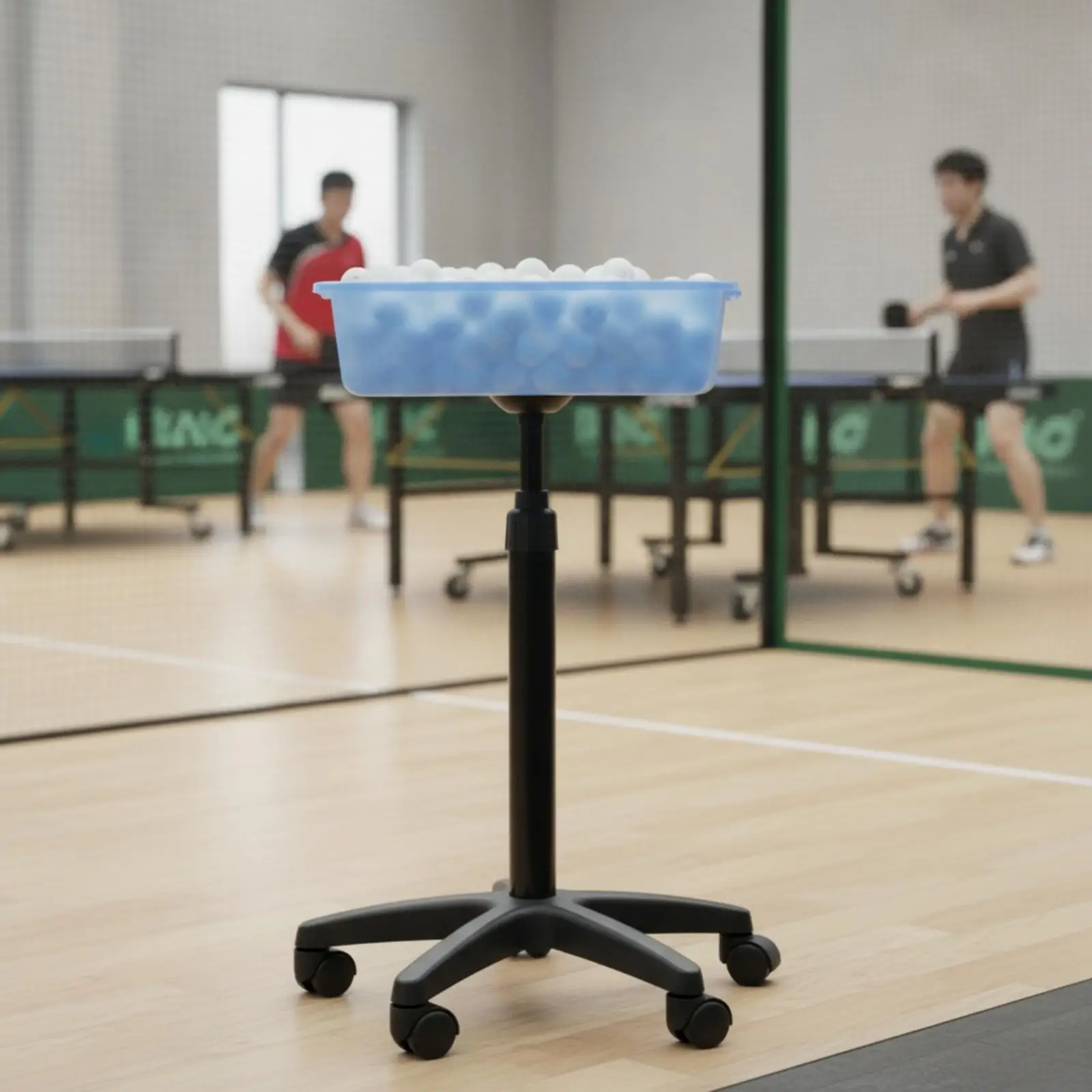 Space Saving Table Tennis Ball Collector Basket with Adjustable Pole for Home Practice