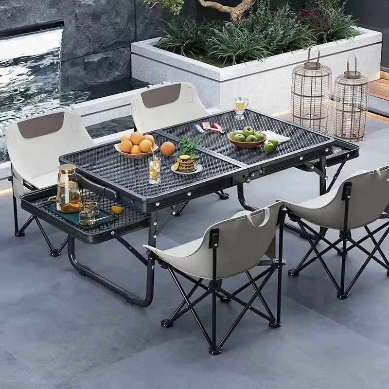 Outdoor folding table, wire mesh, multi functional grill, barbecue, portable lifting, aluminum aluminum extension, lightweight