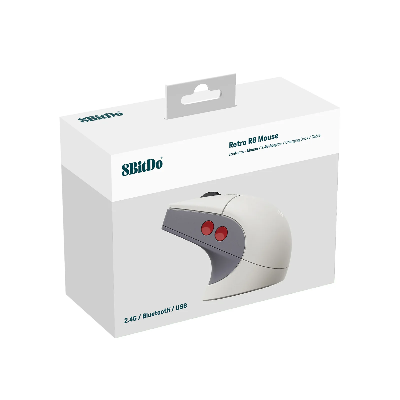 Mouse 8BitDo Retro R8 con sensore ottico PAW 3395 DPI 26K, mouse polling wireless 4K con dock di ricarica, pulsanti programmabili