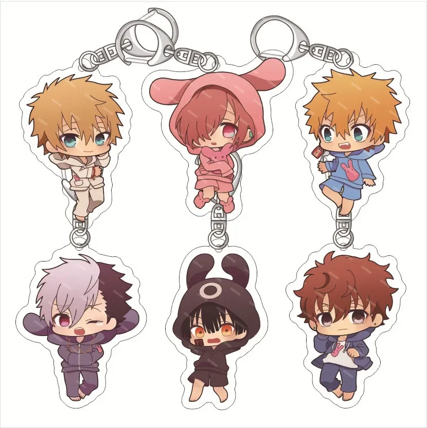 6cm/ Acrylic Keychain Yashironen Rabbit Pajamas Series Yugiamane for Backpack Clothes Hat Jewelry Gifts Double-sided HD