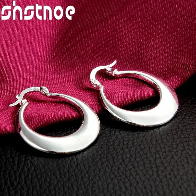 

Elegant 3cm 925 Sterling Silver round Creativity Crescent hoop Earrings for Women 18K gold plated Pretty Gift Popular Jewelry