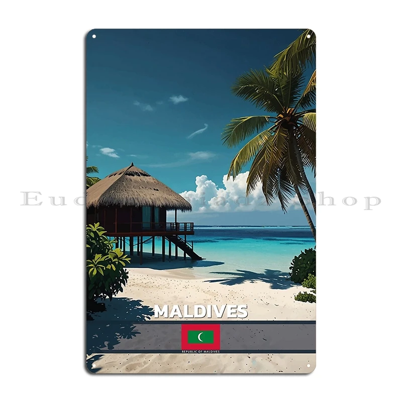 زيارة جزر المالديف لوحة معدنية ملصق جدار جدارية جدارية اللوحات الكلاسيكية جزر المالديف السفر تين تسجيل الملصقات #3