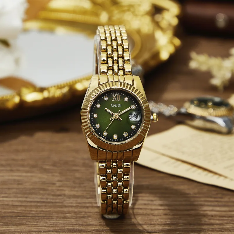 High-end datejust women's watch, light luxury niche calendar steel strap waterproof watch, ladies business quartz watch
