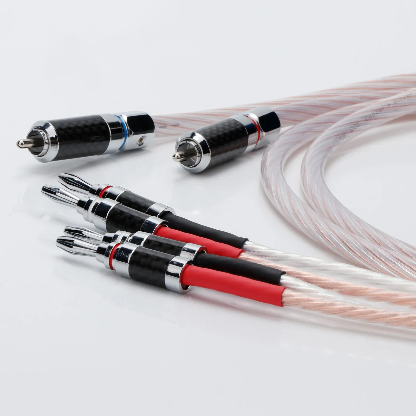 

Preffair HiFi Audio RCA Banana Speaker Cable OCC Cable Carbon Fibre Shell OCC Mixed Silver Plated 1RCA to 2 Banana Plugs